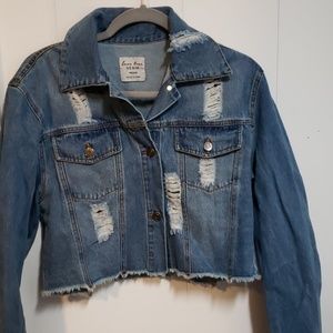 Cropped/distressed Denim Jacket